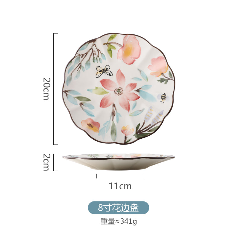 Creative Print Retro Pastoral Spring Rhyme Lace Plate
