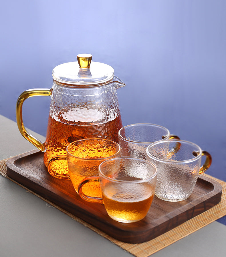 Filter Flower Teapot Heat Resistant Hammered Glass