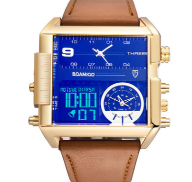 Men Sports Watches - digital Leather Watch